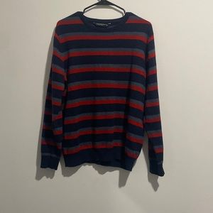 Mens Navy Blue/Dark Red/Dark Grey Striped Long Sleeve Sweatshirt